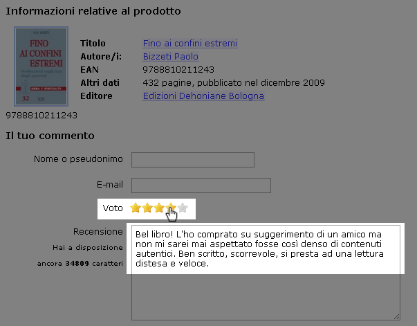 Screenshot commento